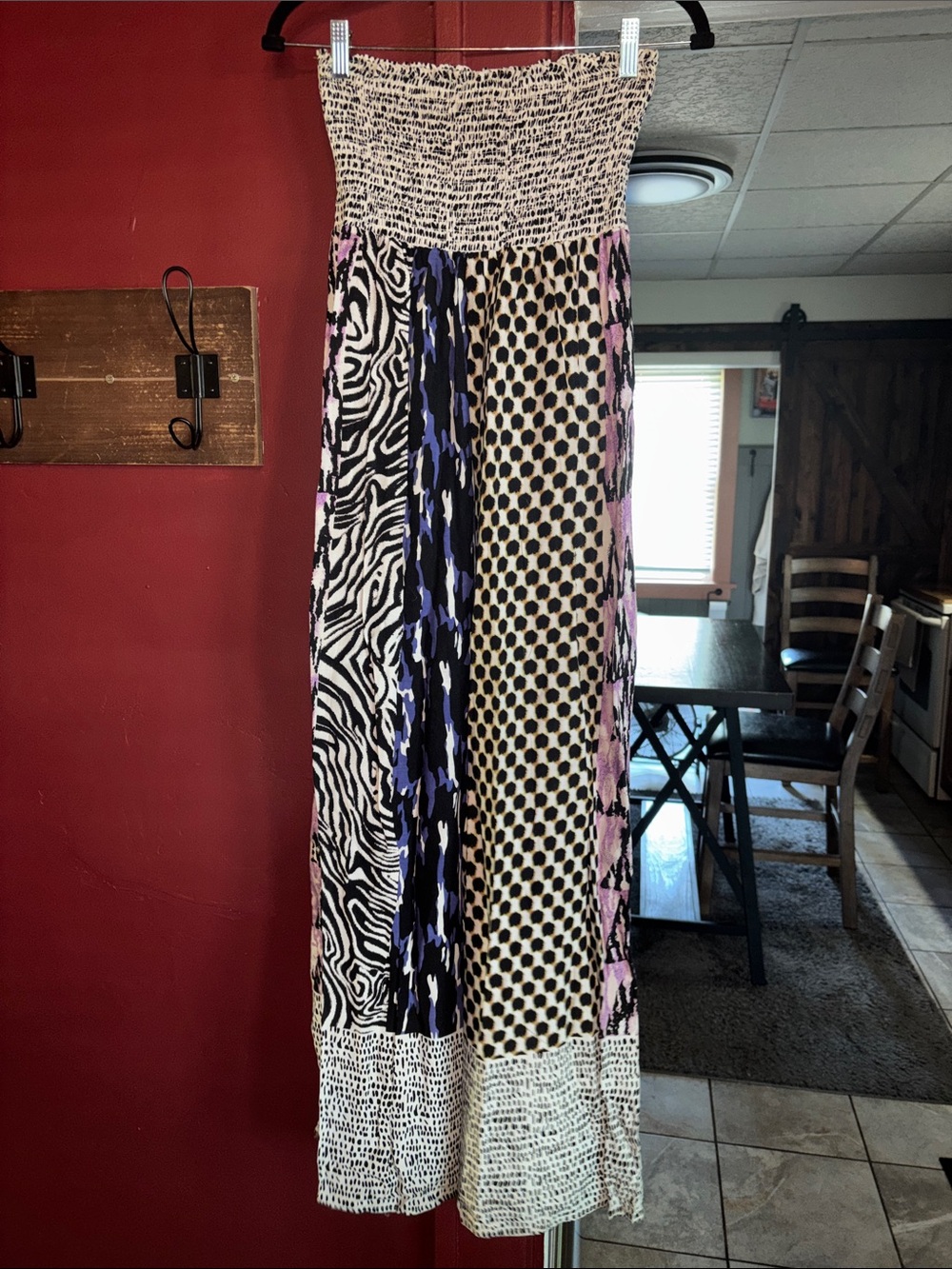 Rue21 Black White Pink & Blue Panel Maxi Dress